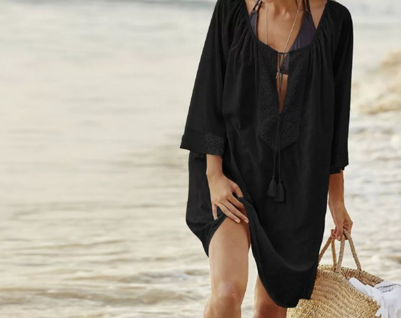 Elowen Strandkleid Lose Strandkleidung, Bikini-Badeanzug, Sonnenschutzkleid günstig online kaufen