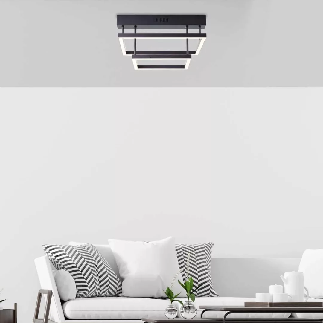 LED Deckenleuchte Ranut in Schwarz 2x 17W 3400lm günstig online kaufen