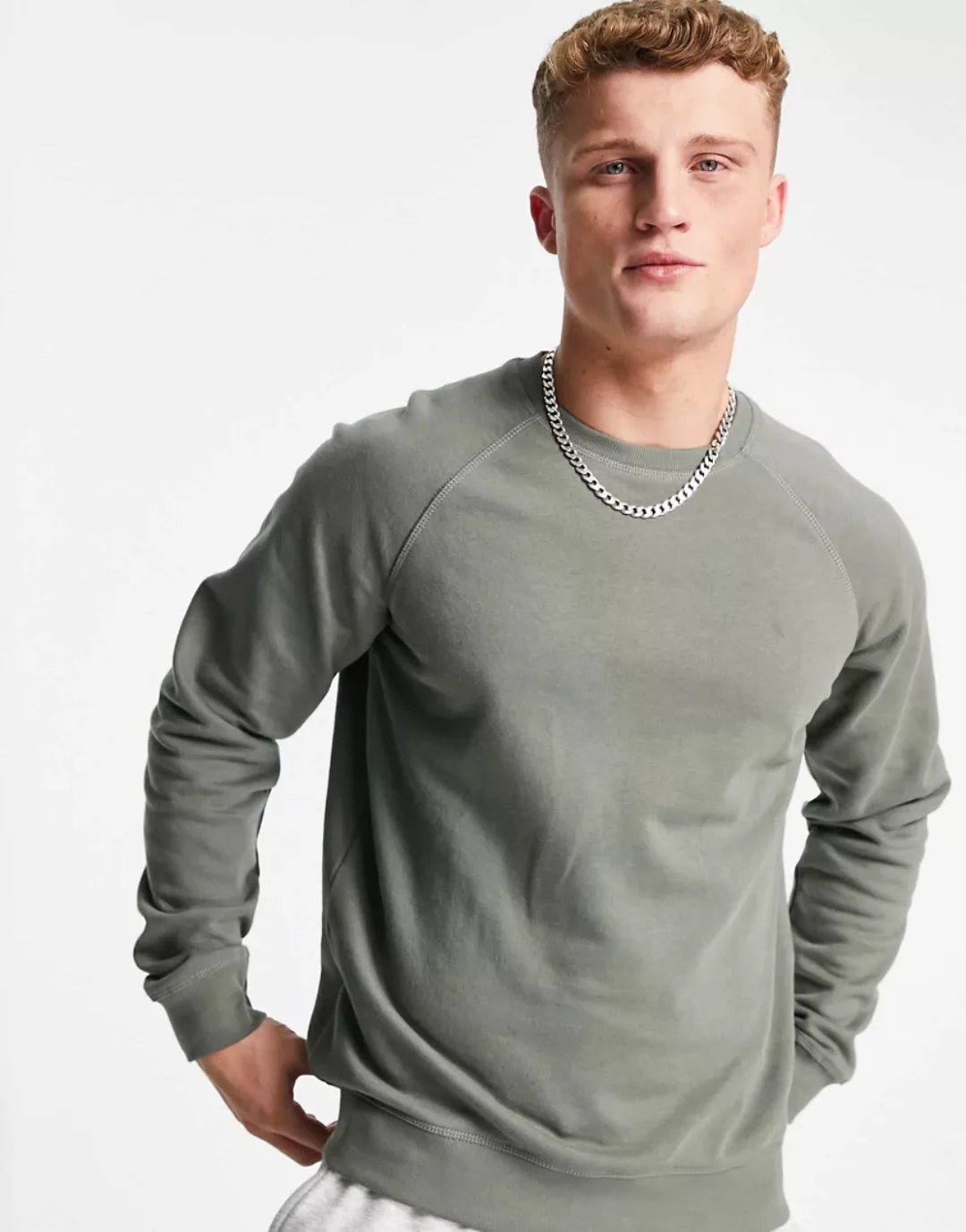 Only & Sons – Sweatshirt in verwaschenem Grün mit Rundhalsausschnitt, Kombi günstig online kaufen
