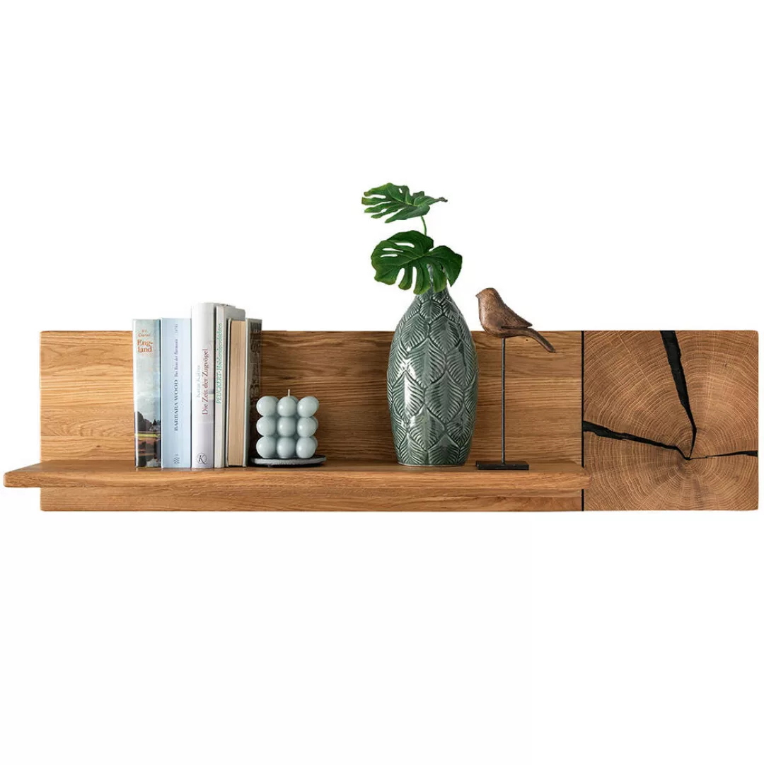 Wandboard B/H/T ca. 99/25/20 cm modern in Eiche massiv geölt mit Hirnholz K günstig online kaufen