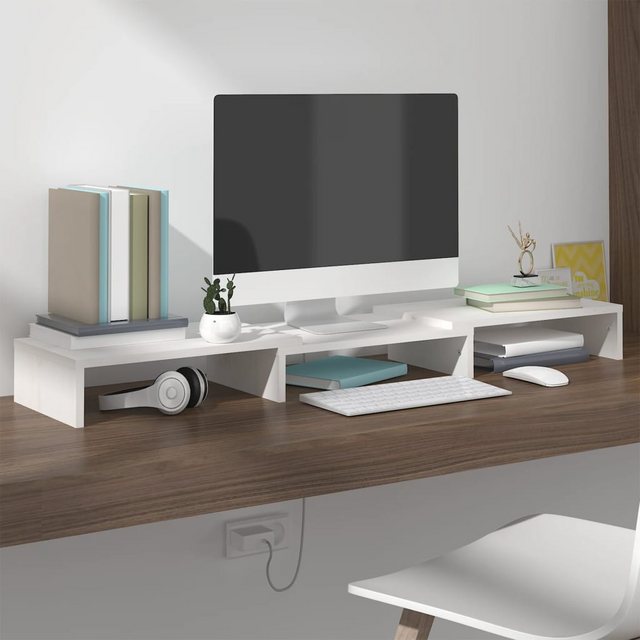 vidaXL TV-Schrank Monitorständer Weiß 80x24x10,5 cm Massivholz Kiefer Displ günstig online kaufen