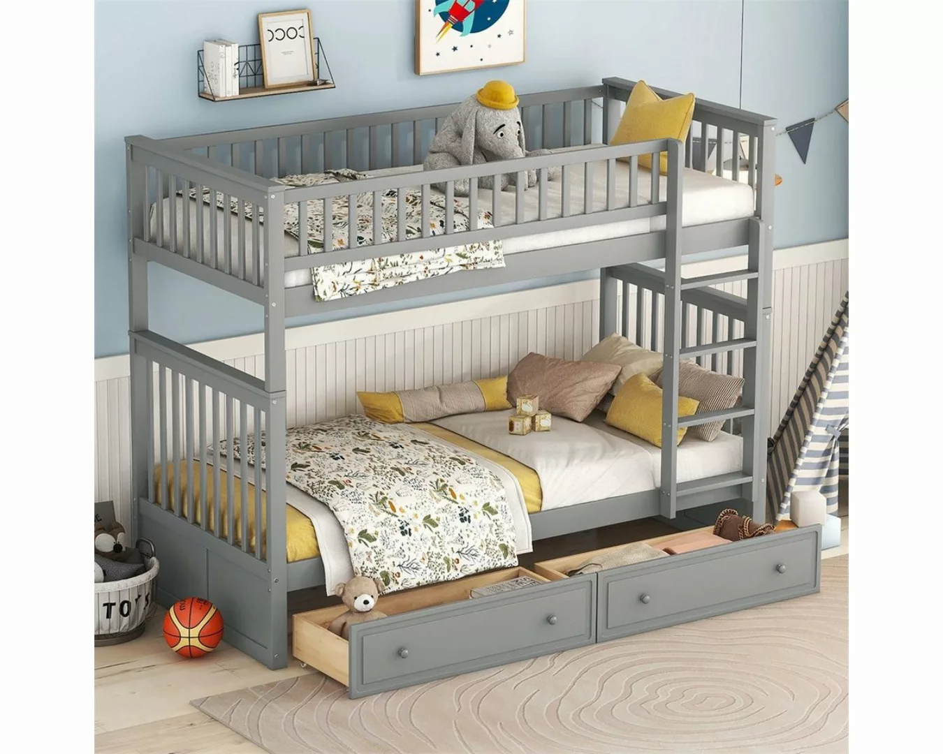 autolock Hochbett Doppel Etagenbett(90x200cm)Kinderbetten,Funktionelle Bett günstig online kaufen