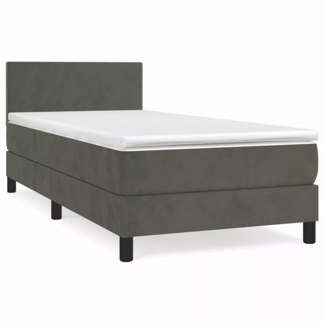 vidaXL Boxspringbett Boxspringbett mit Matratze Dunkelgrau 100x200 cm Samt günstig online kaufen