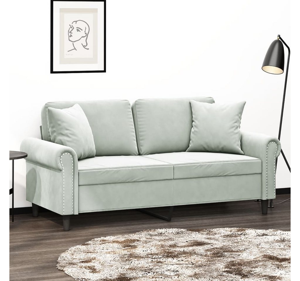 vidaXL Sofa 2-Sitzer-Sofa mit Zierkissen Dunkelgrau 140 cm Samt günstig online kaufen