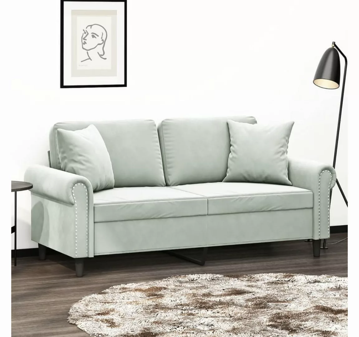 vidaXL Sofa 2-Sitzer-Sofa mit Zierkissen Dunkelgrau 140 cm Samt günstig online kaufen