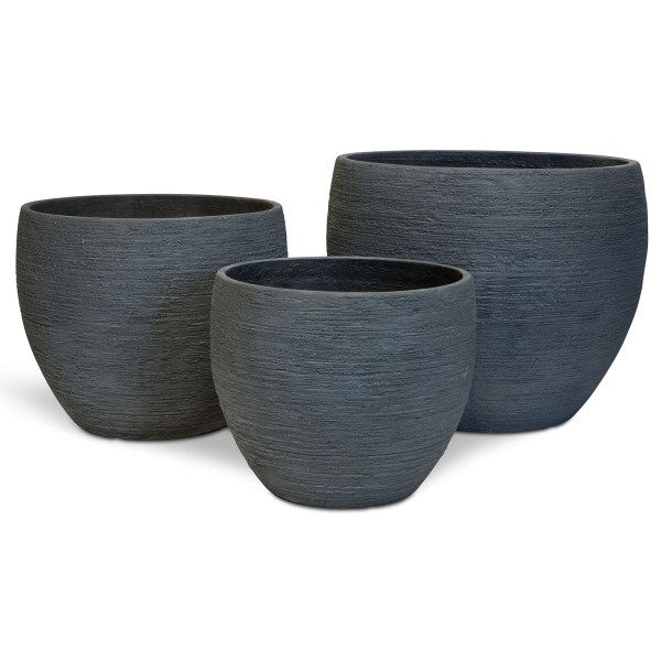 Pottery runder Blumentopf wellenartige Struktur 3er Set anthrazit günstig online kaufen