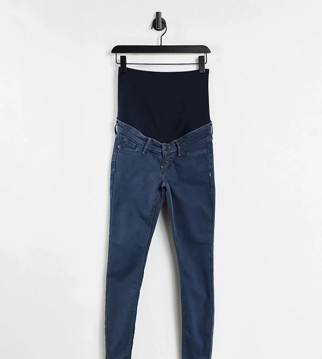 River Island Maternity – Molly – Enge Jeans mit Überbauchbund in blauer Cre günstig online kaufen