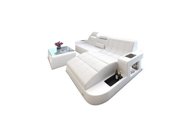 Sofa Dreams Ecksofa Ledersofa Wave Mini L Form, Designersofa, Sofa mit Lich günstig online kaufen