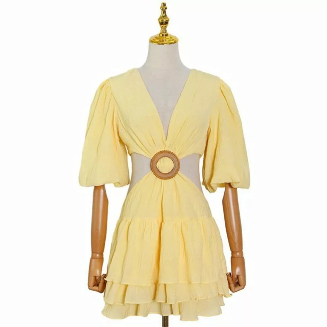 RUZU UG Dirndl Sexy Kleid mit offenem A-Linien-Rock und V-Ausschnitt günstig online kaufen