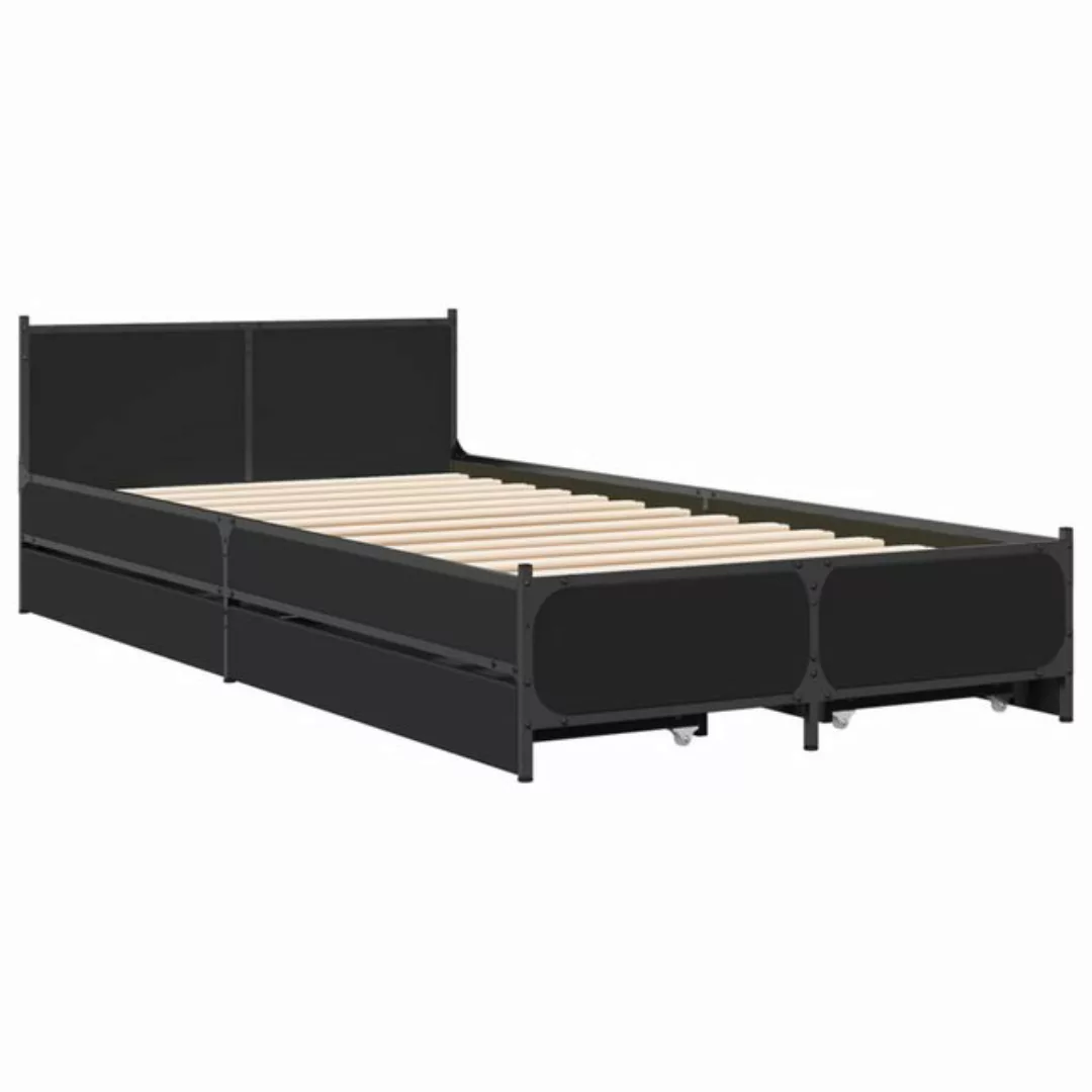 vidaXL Bett Bettgestell mit Schubladen Schwarz 75x190 cm Holzwerkstoff günstig online kaufen