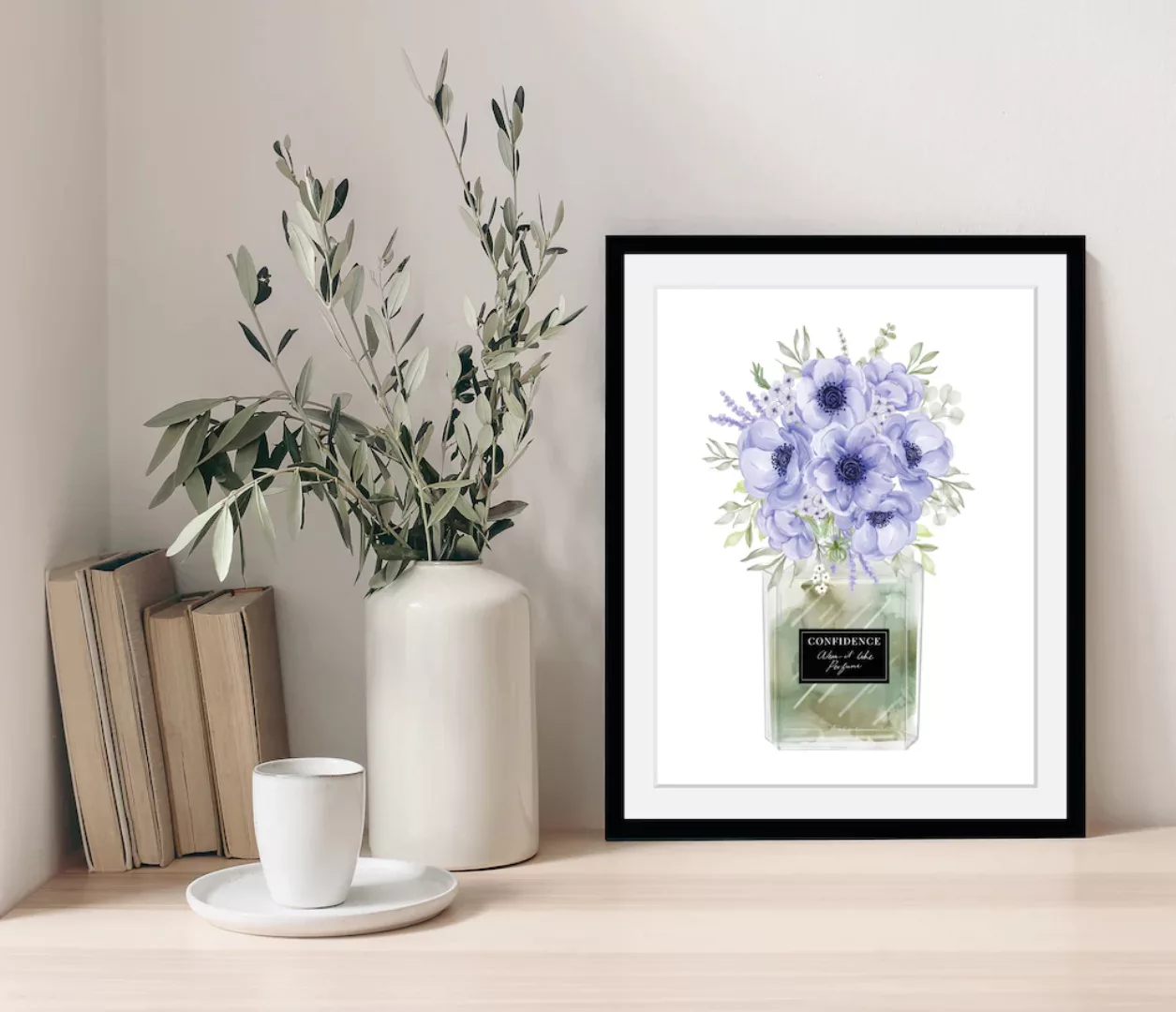 my home Bild mit Rahmen "Blumen Parfüm - Gerahmter Digitaldruck - Wandbild" günstig online kaufen