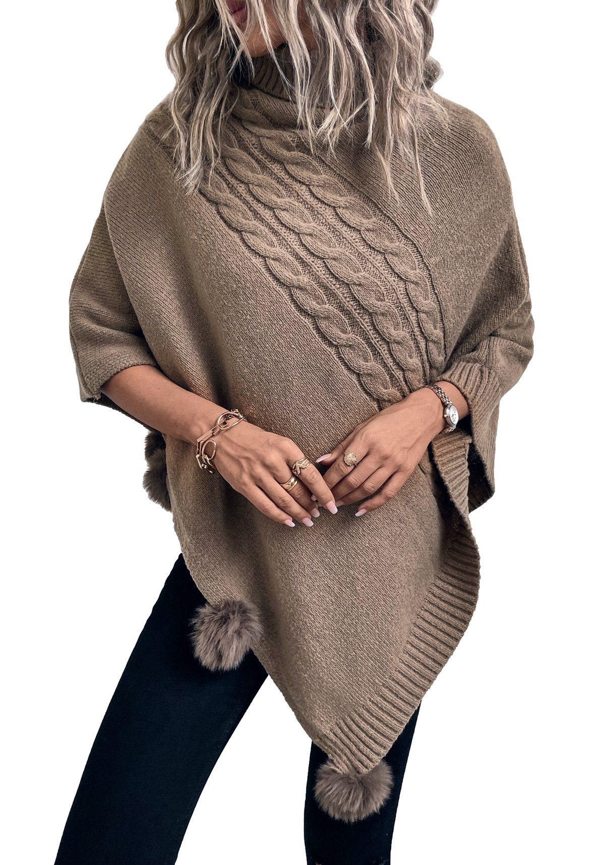 Vivi Idee Strickponcho Damen Strickponcho mit günstig online kaufen