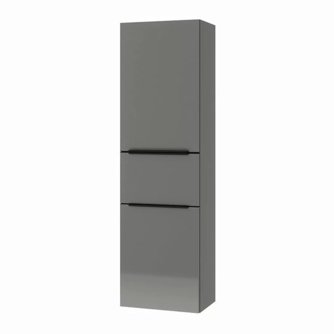 Lomadox Midischrank PALERMO-136-GREY grau mit schwarzen Griffen 45/160/37,4 günstig online kaufen