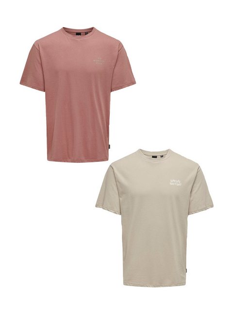 ONLY & SONS T-Shirt 2er-Set T-Shirt locker geschnitten Rundhals (2-tlg) 773 günstig online kaufen