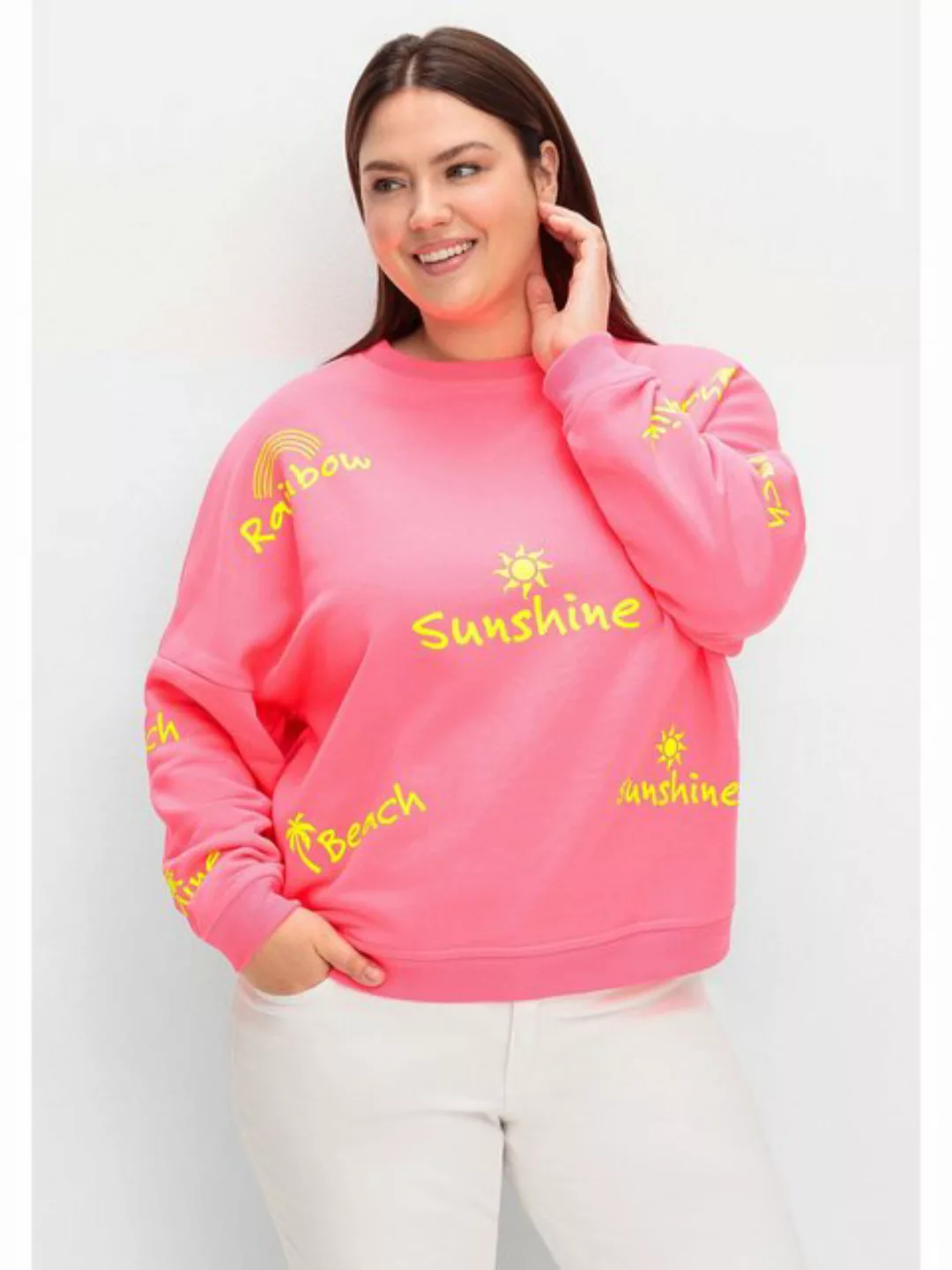 Sheego Sweatshirt Große Größen aus Baumwolle, mit Neon-Print günstig online kaufen