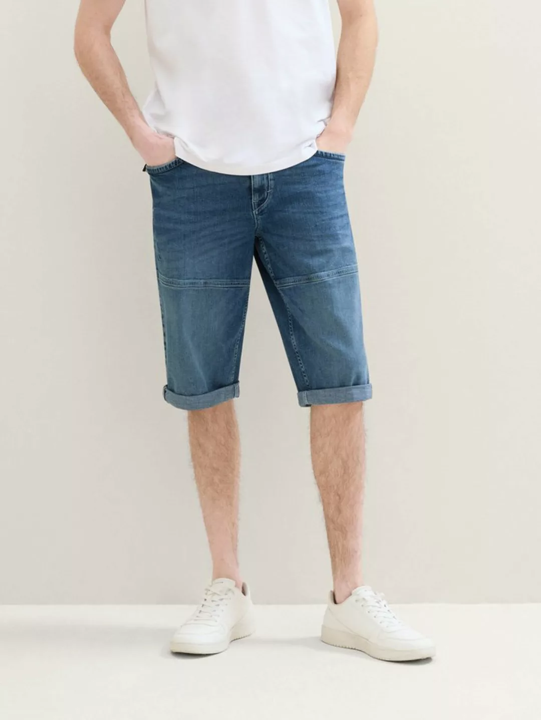 Tom Tailor Herren Bermuda Short MORRIS OVERKNEE Relaxed Blau Mid Stone Blue günstig online kaufen