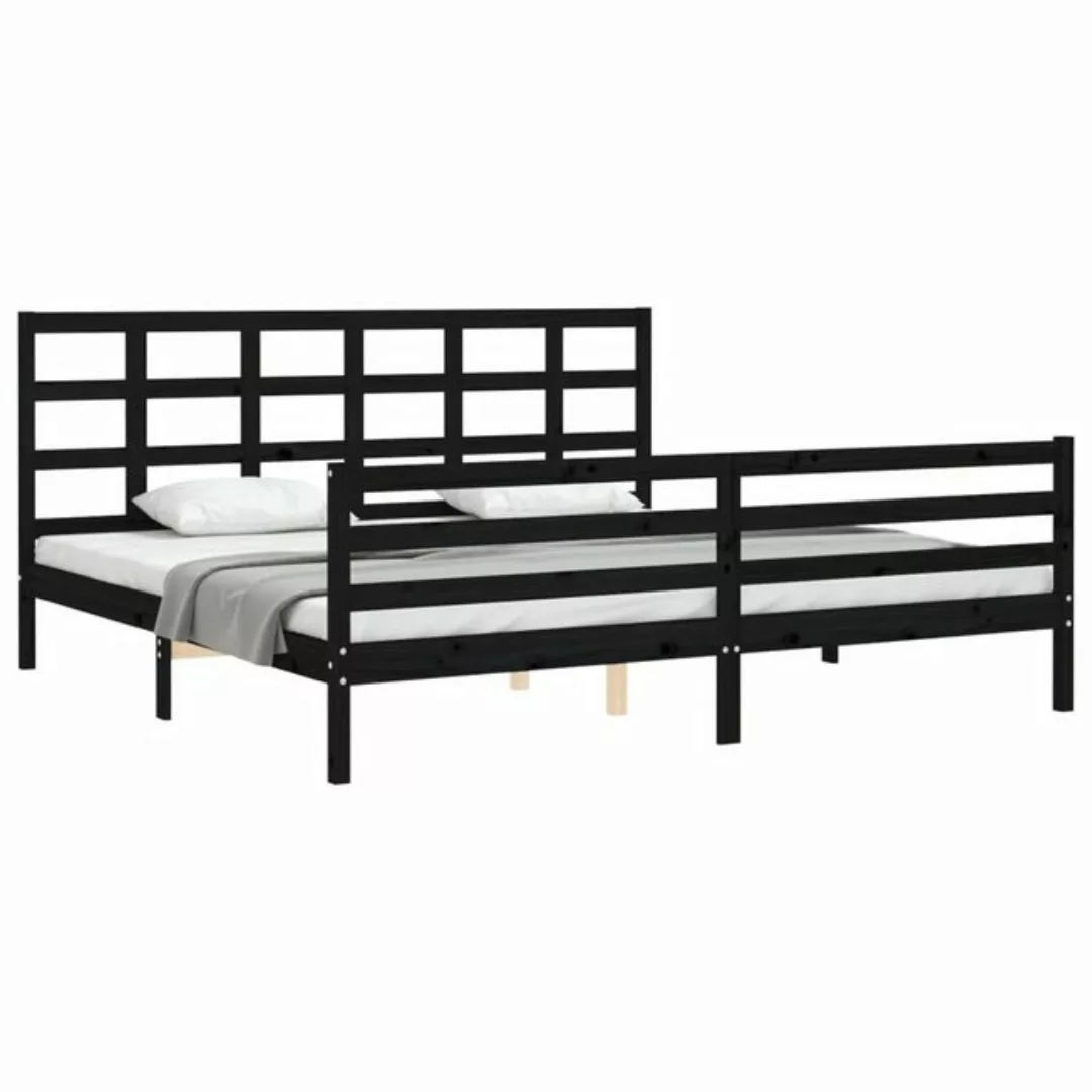 vidaXL Bett Massivholzbett mit Kopfteil Schwarz 200x200 cm günstig online kaufen