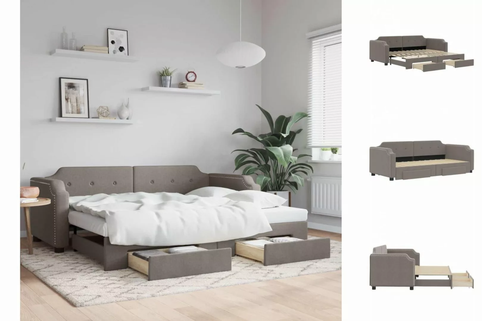 vidaXL Gästebett Gästebett Tagesbett Ausziehbar mit Schubladen Taupe 80x200 günstig online kaufen