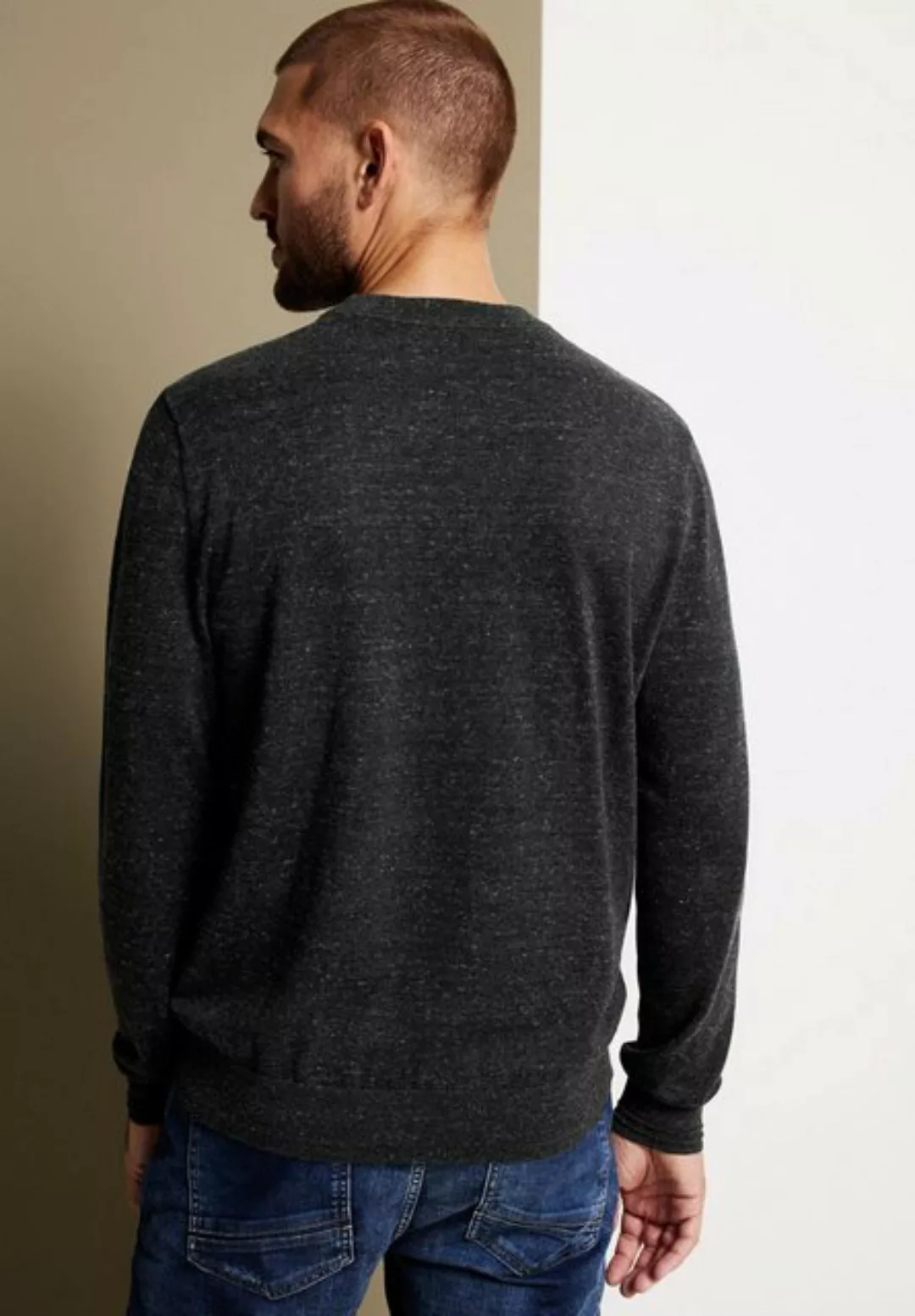 STREET ONE MEN Stehkragenpullover, mit Rippstrickdetails günstig online kaufen