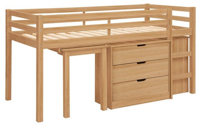 loft24 Hochbett Allie Kinderbett aus Kiefer mit Kommode, Schreibtisch im La günstig online kaufen