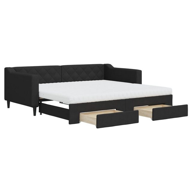 vidaXL Gästebett Gästebett Tagesbett Ausziehbar mit Schubladen Schwarz 90x1 günstig online kaufen