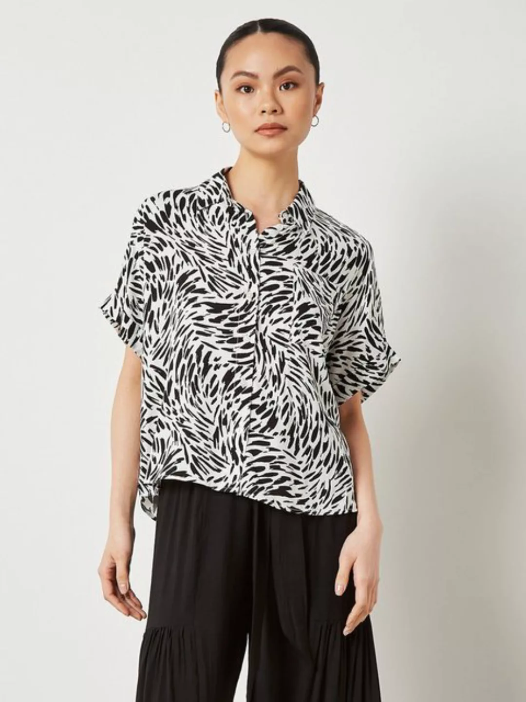 Apricot Klassische Bluse Printed Turn Up Sleeve Shirt, (1-tlg) mit aufgeset günstig online kaufen