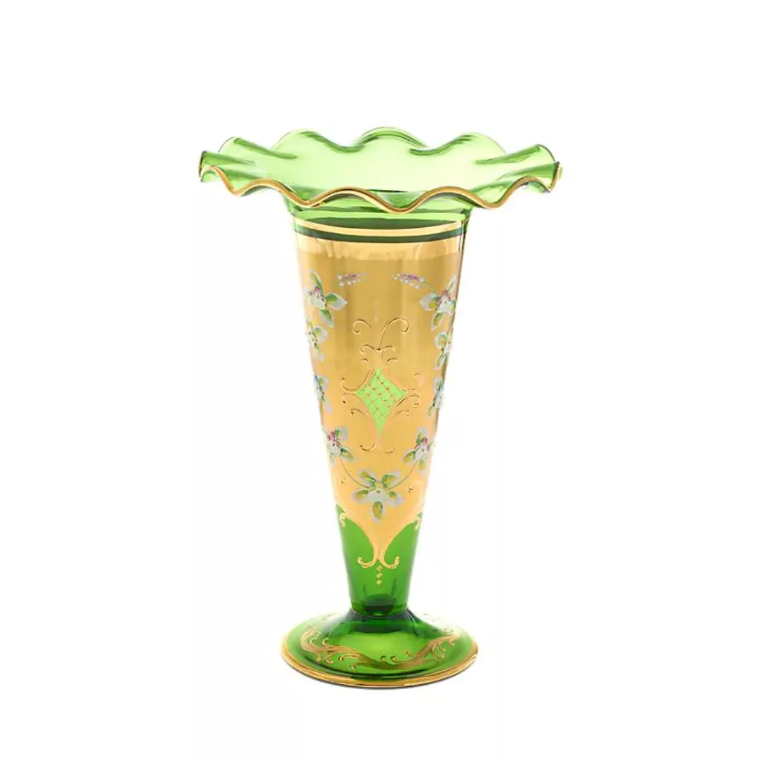 Vase Green Queen 29 cm, Grün/Gold, aus Glas günstig online kaufen