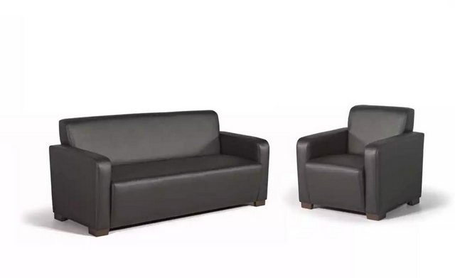 Xlmoebel Sofa Moderne schwarze Arbeitszimmer-Sofagarnitur mit einem Dreisit günstig online kaufen