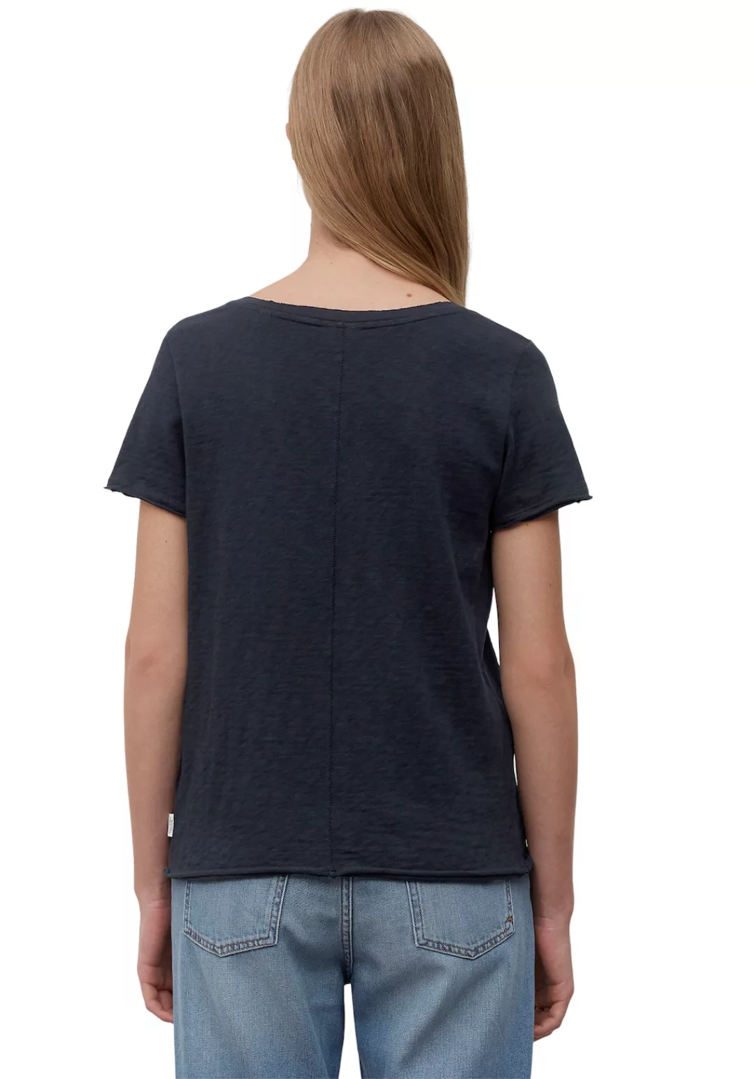 Marc O'Polo DENIM T-Shirt mit abgerundetem V-Neck günstig online kaufen