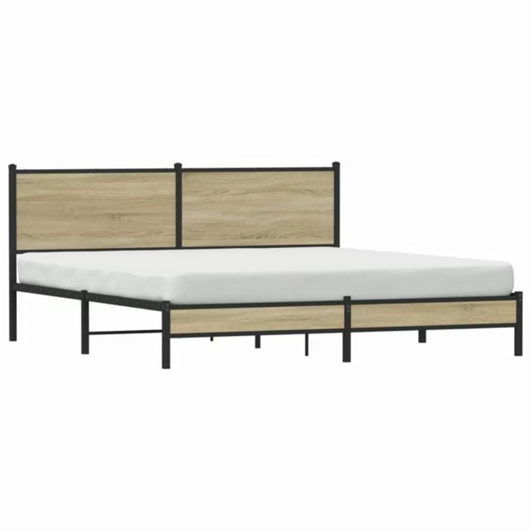 vidaXL Bett Metallbett ohne Matratze Sonoma-Eiche 183x213 cm günstig online kaufen