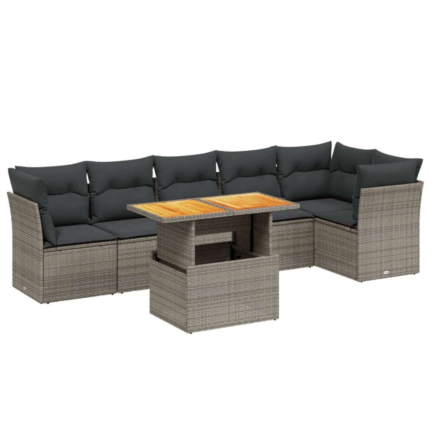 vidaXL 7-Tlg Garten-Sofagarnitur mit Kissen Grau Poly Rattan 3270843 günstig online kaufen