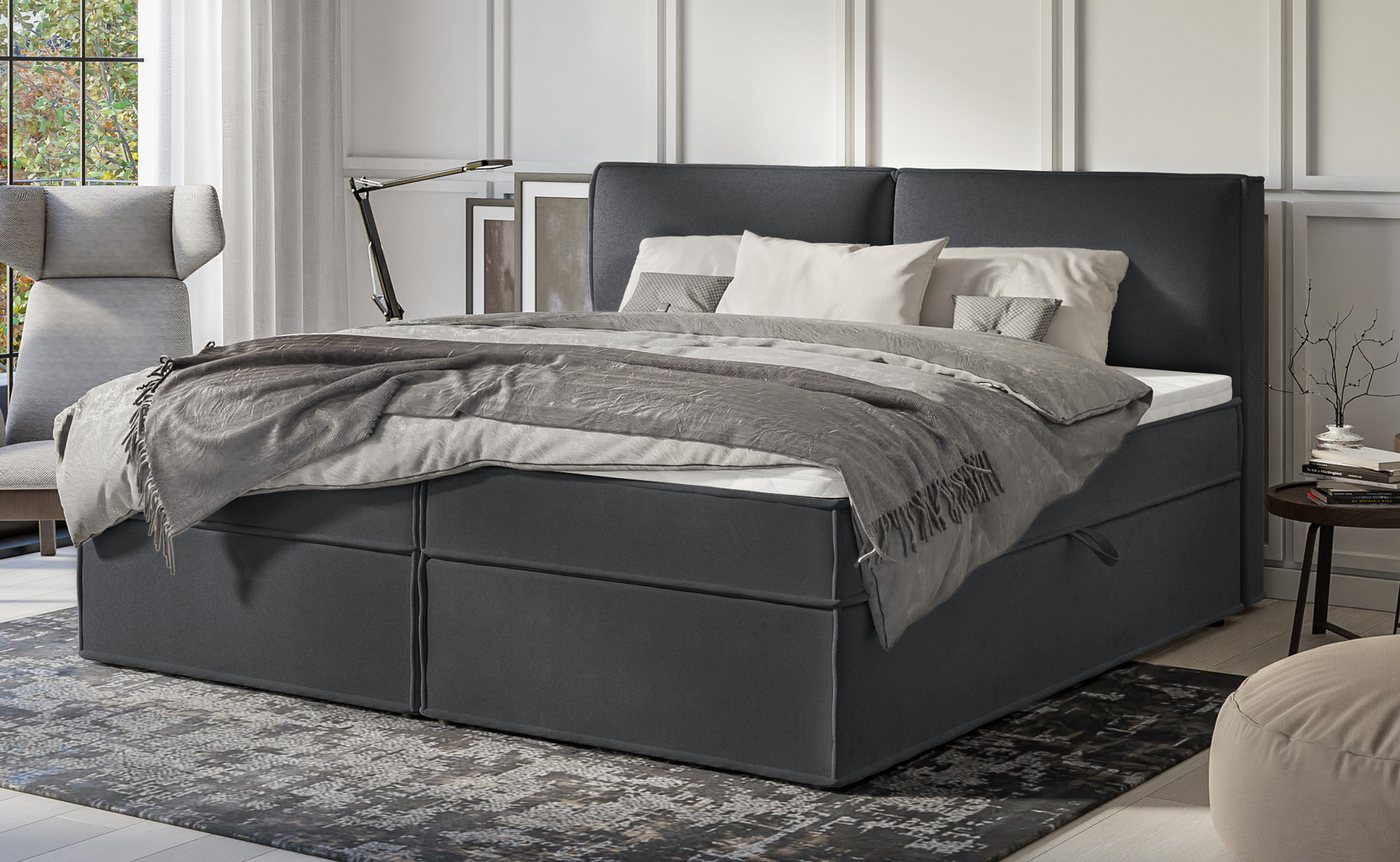 S-Style Möbel Boxspringbett Plaza mit Topper und Bettkästen aus Luxusmicrof günstig online kaufen