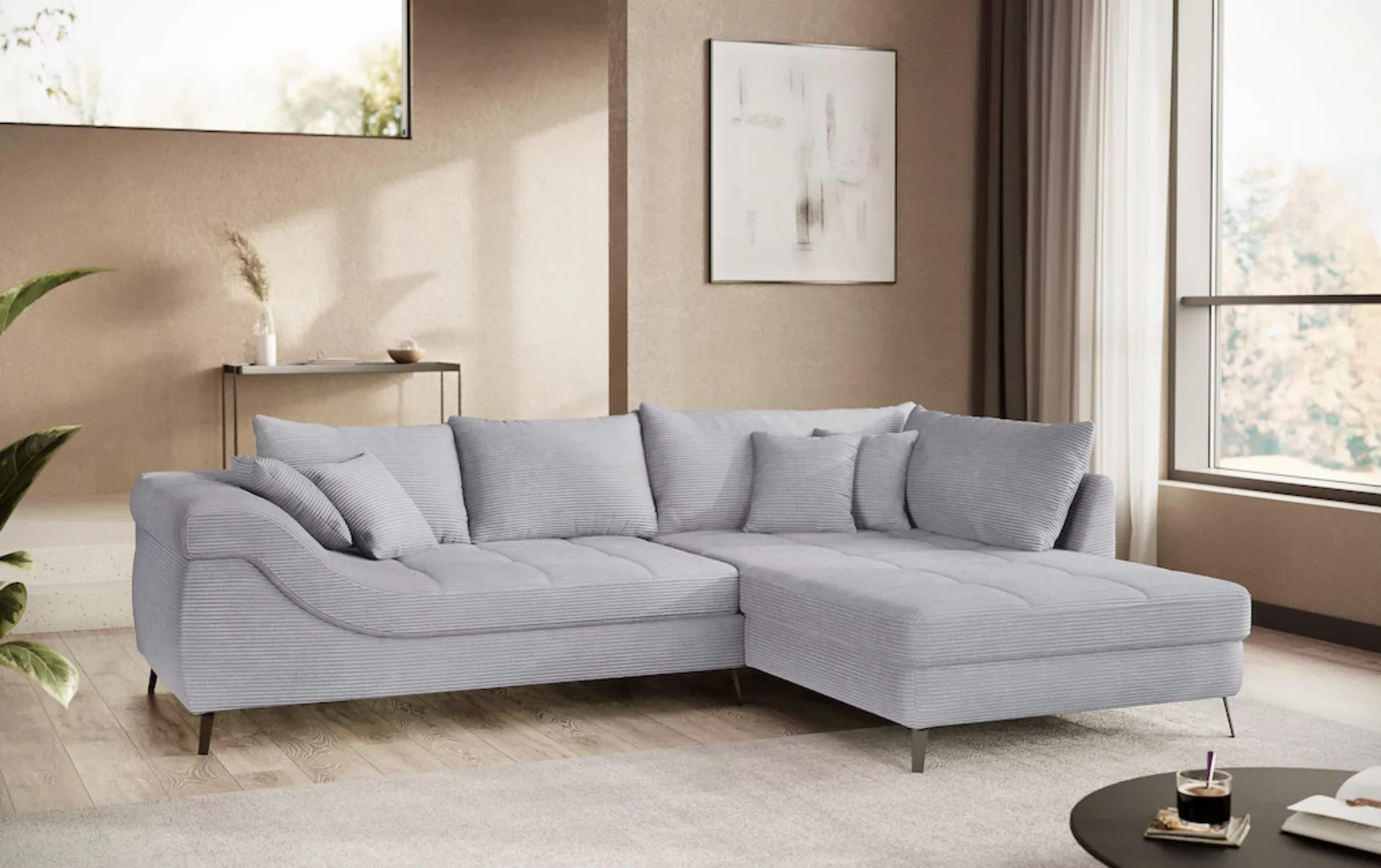 Mr. Couch Ecksofa "Portofino", 4 Bezugsqualitäten, 13,5 cm hohe Metall-Prof günstig online kaufen