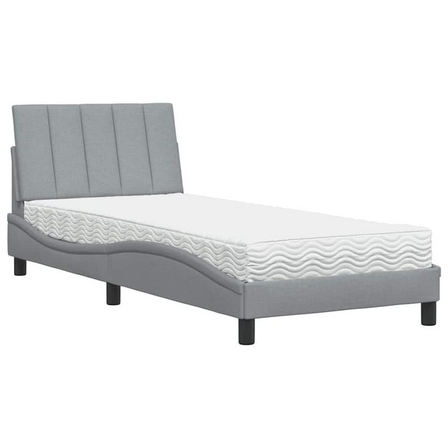 vidaXL Bett, Bett mit Matratze Hellgrau 90x190 cm Stoff günstig online kaufen