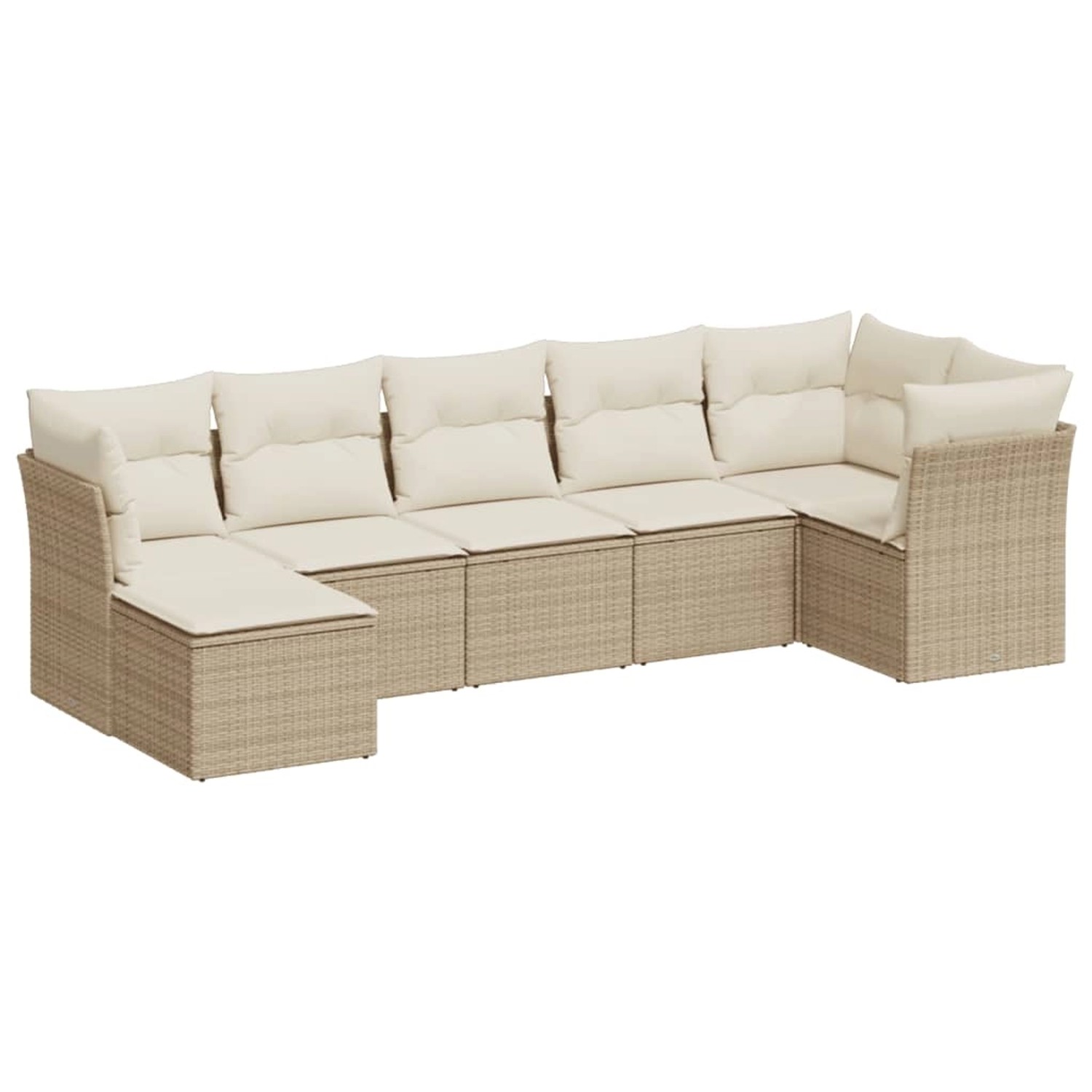 vidaXL 7-Tlg Garten-Sofagarnitur mit Kissen Beige Poly Rattan 3217968 günstig online kaufen