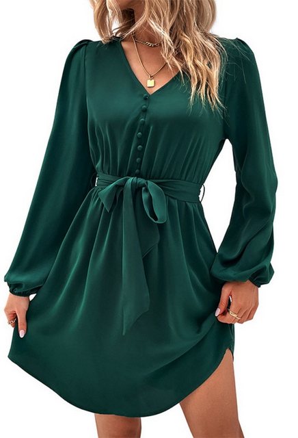 SEGUEN Sommerkleid Einfaches modisches einfarbiges Kleid mit langen Ärmeln günstig online kaufen