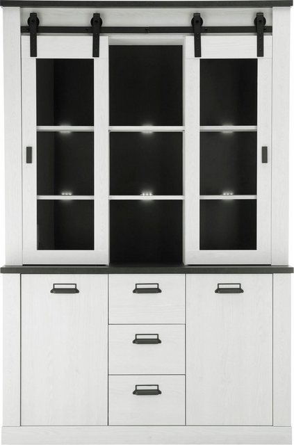 Furn.Design Buffet Stove (großer Buffetschrank in Pinie weiß, 133 x 201 cm) günstig online kaufen