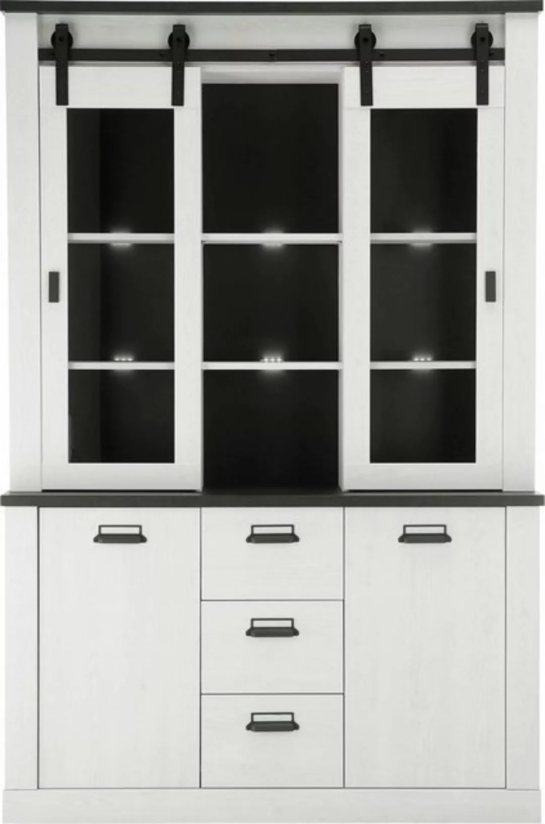 Furn.Design Buffet Stove (großer Buffetschrank in Pinie weiß, 133 x 201 cm) günstig online kaufen