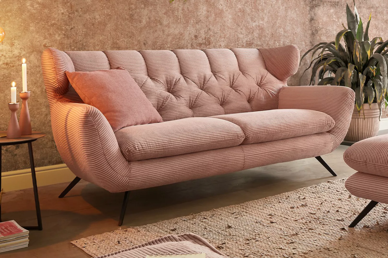 KAWOLA Sofa CHARME Cord rosa günstig online kaufen