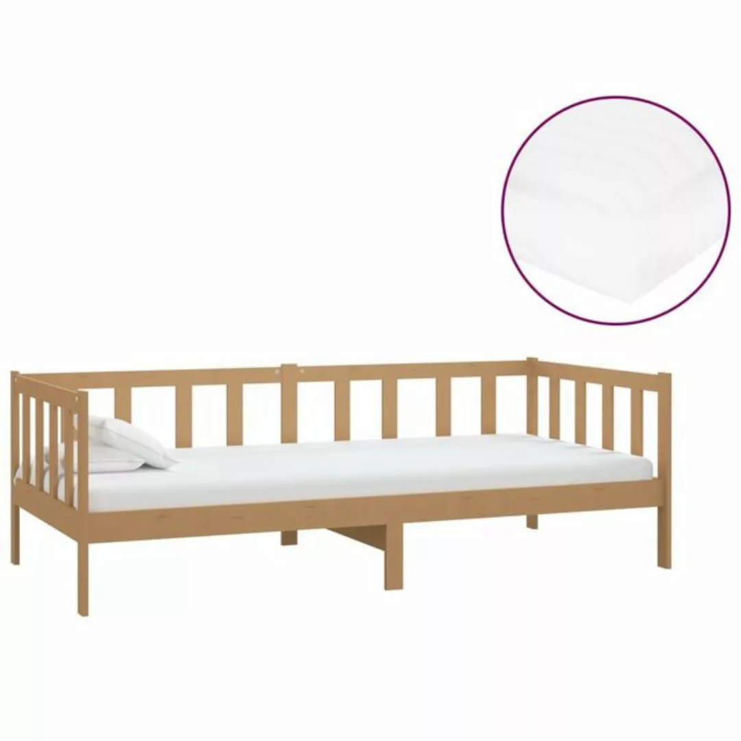 furnicato Bett Tagesbett mit Matratze 90x200 cm Honigbraun Massivholz Kiefe günstig online kaufen