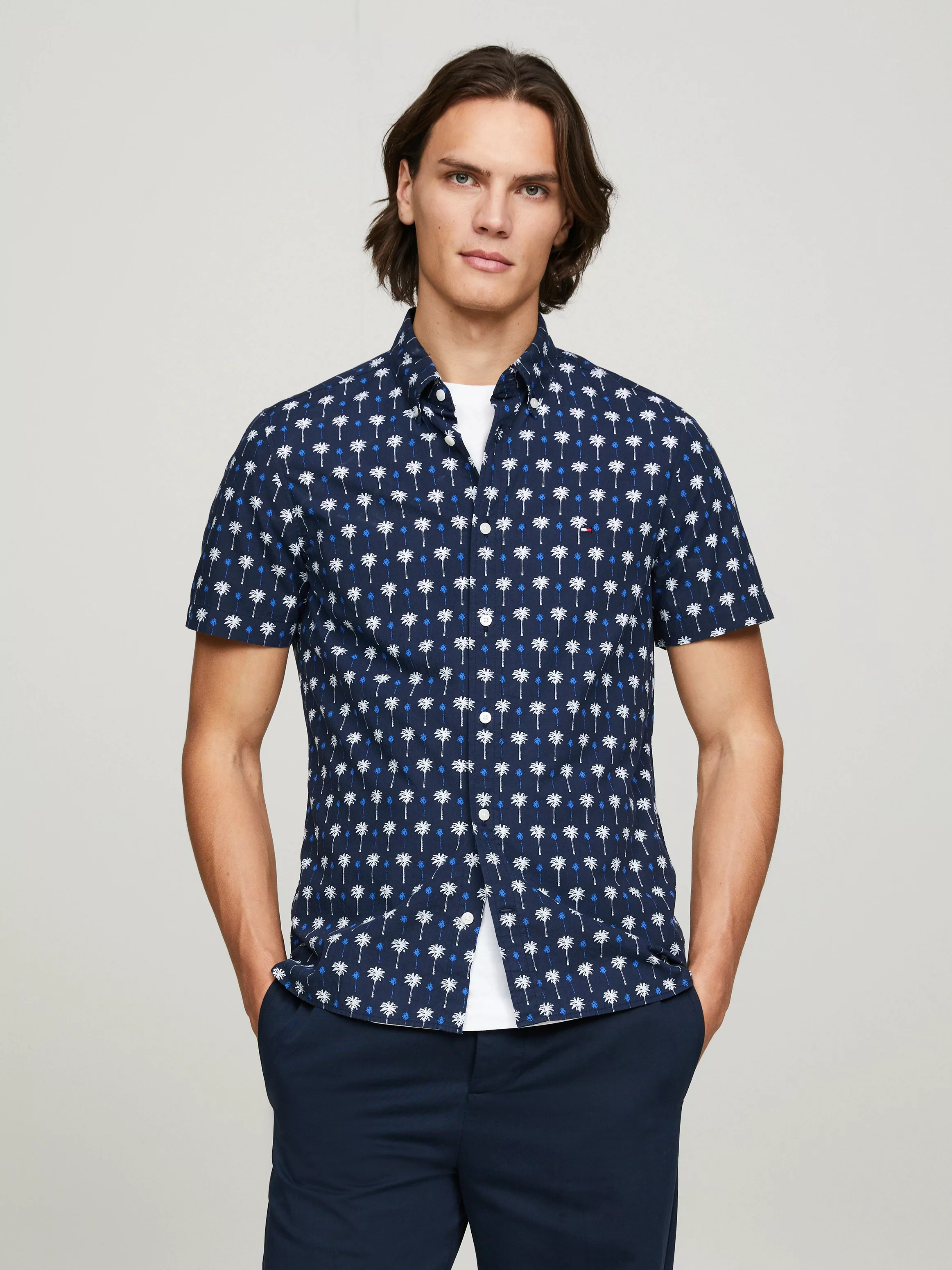 Tommy Hilfiger Kurzarmhemd "MINI PALM PRINT SF SHIRT", mit zweifarbigen Pri günstig online kaufen