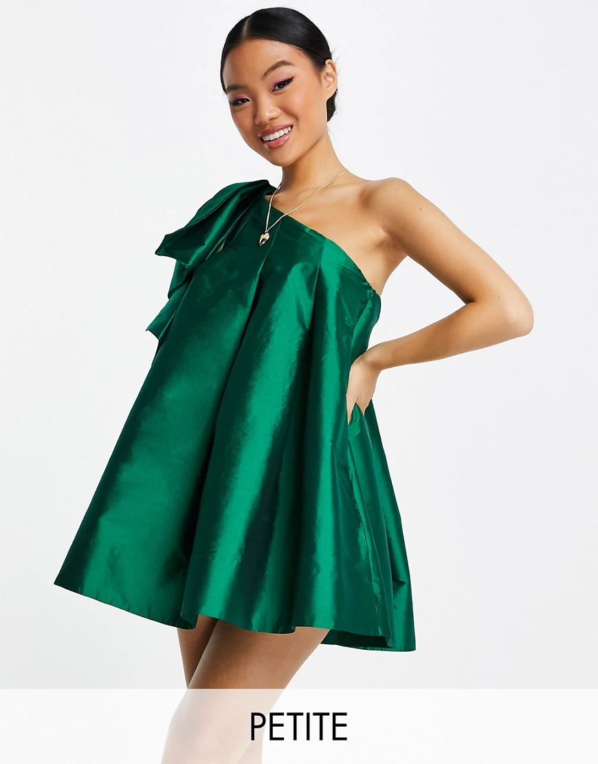 Forever New Petite – Minikleid in Smaragdgrün mit One-Shoulder-Träger und O günstig online kaufen