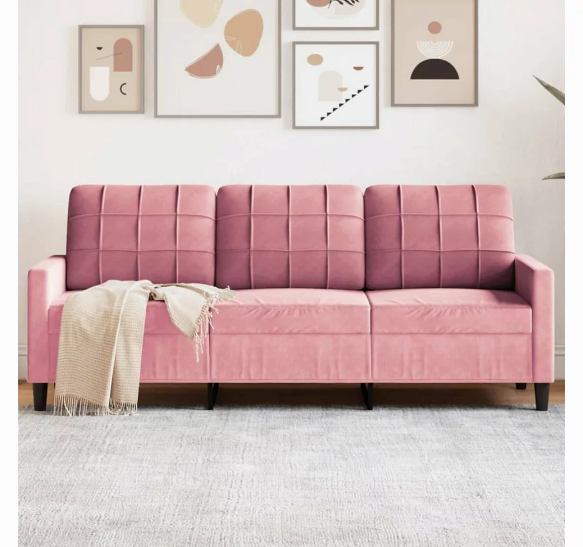 vidaXL Sofa Sofa/ 2-Sitzer/ 3-Sitzer Samt, 180 cm, Rosa günstig online kaufen