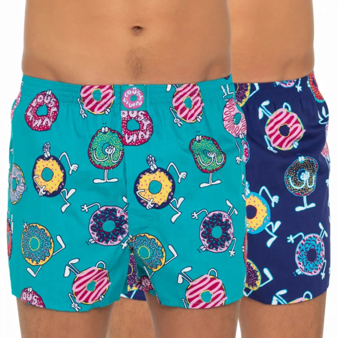 Lousy Livin 2-er Set Boxershorts Türkis & Lila mit Donut-Print günstig online kaufen