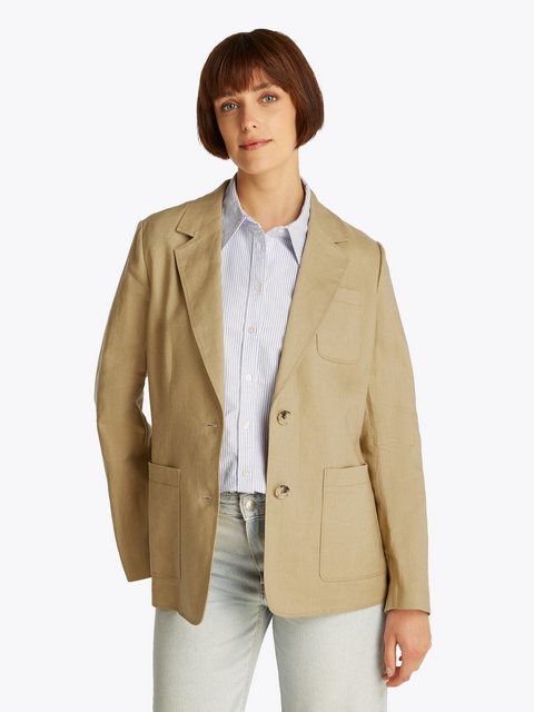 Tommy Hilfiger Kurzblazer ESS LINEN REGULAR SB BLAZER mit Metalllabel,kühle günstig online kaufen