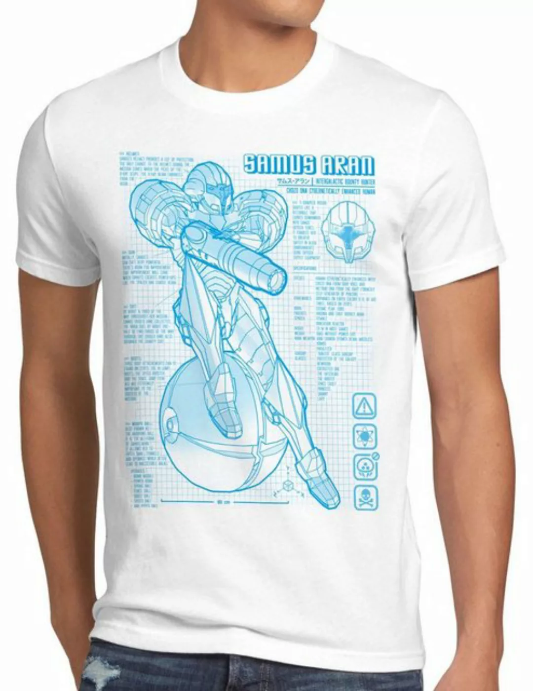 style3 Print-Shirt Herren T-Shirt Samus Blaupause metroid nerd gamer nes sn günstig online kaufen