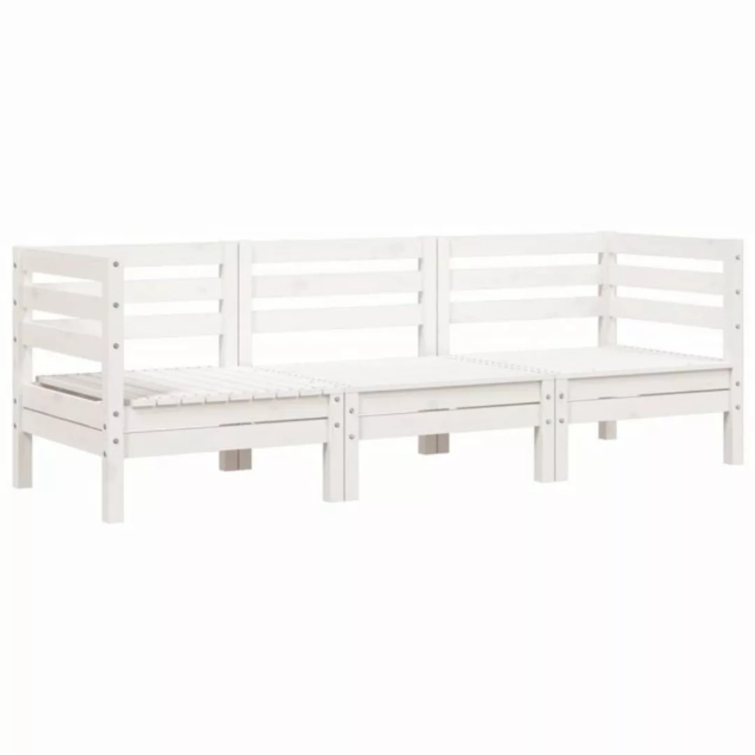 vidaXL Sofa, Gartensofa 3-Sitzer Weiß Massivholz Kiefer günstig online kaufen