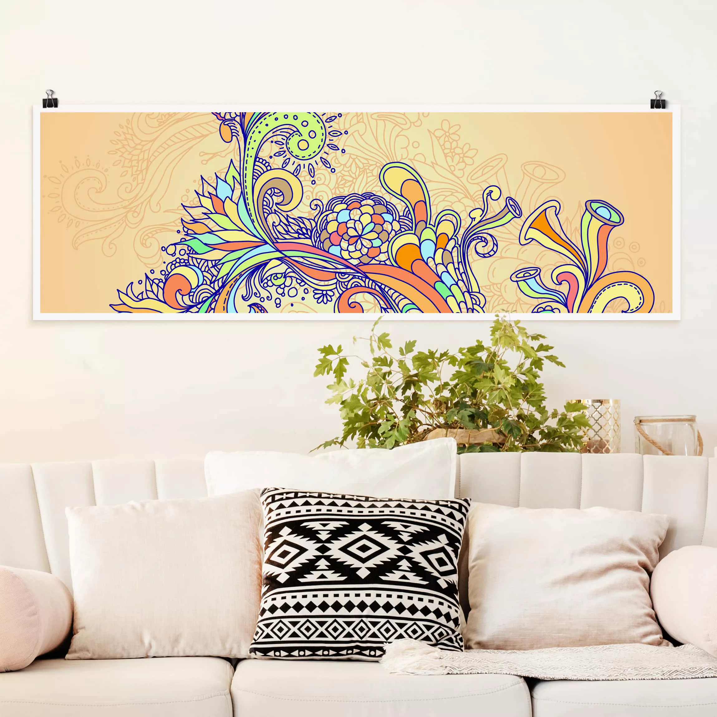 Panorama Poster Muster & Texturen Sommerillustration günstig online kaufen