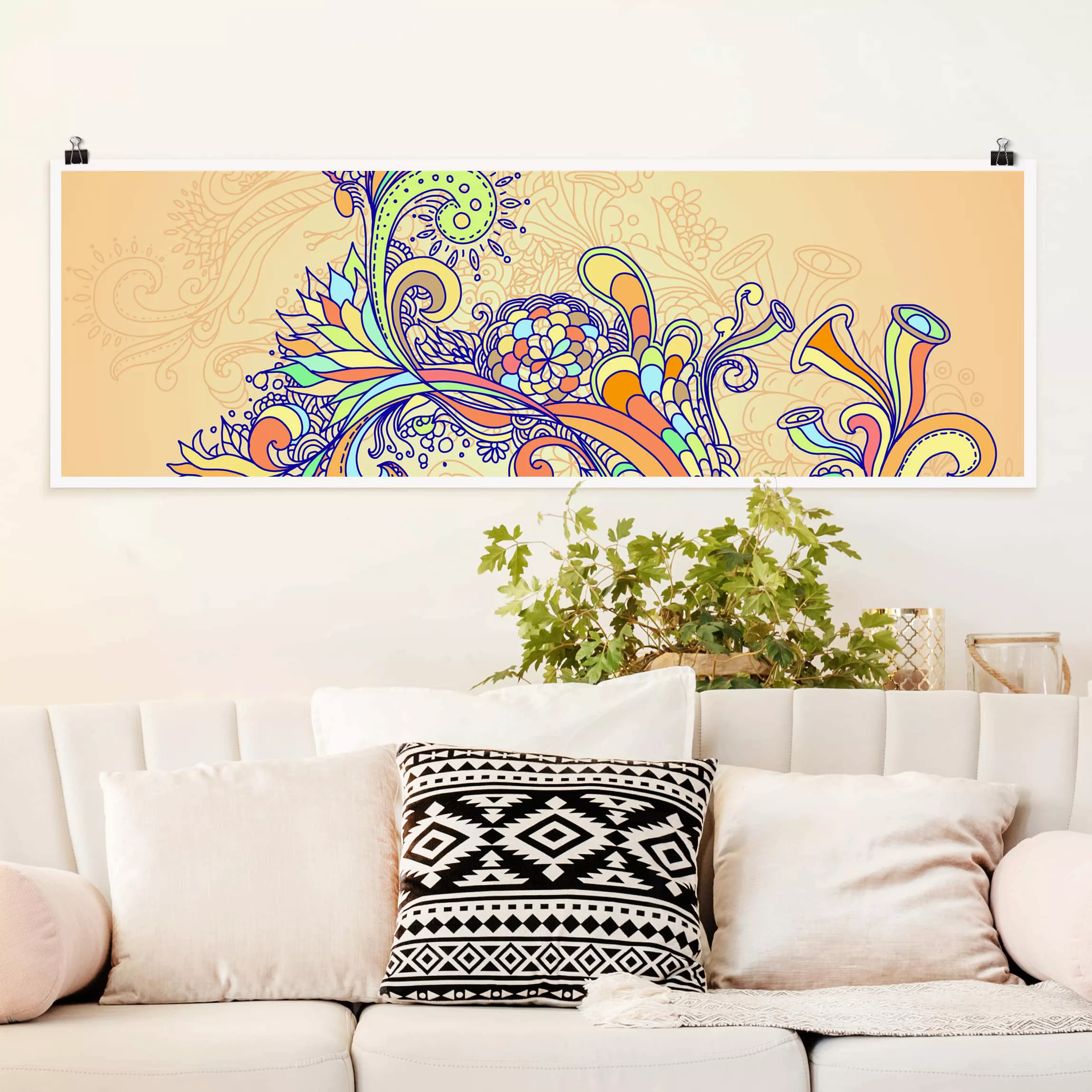 Panorama Poster Sommerillustration günstig online kaufen