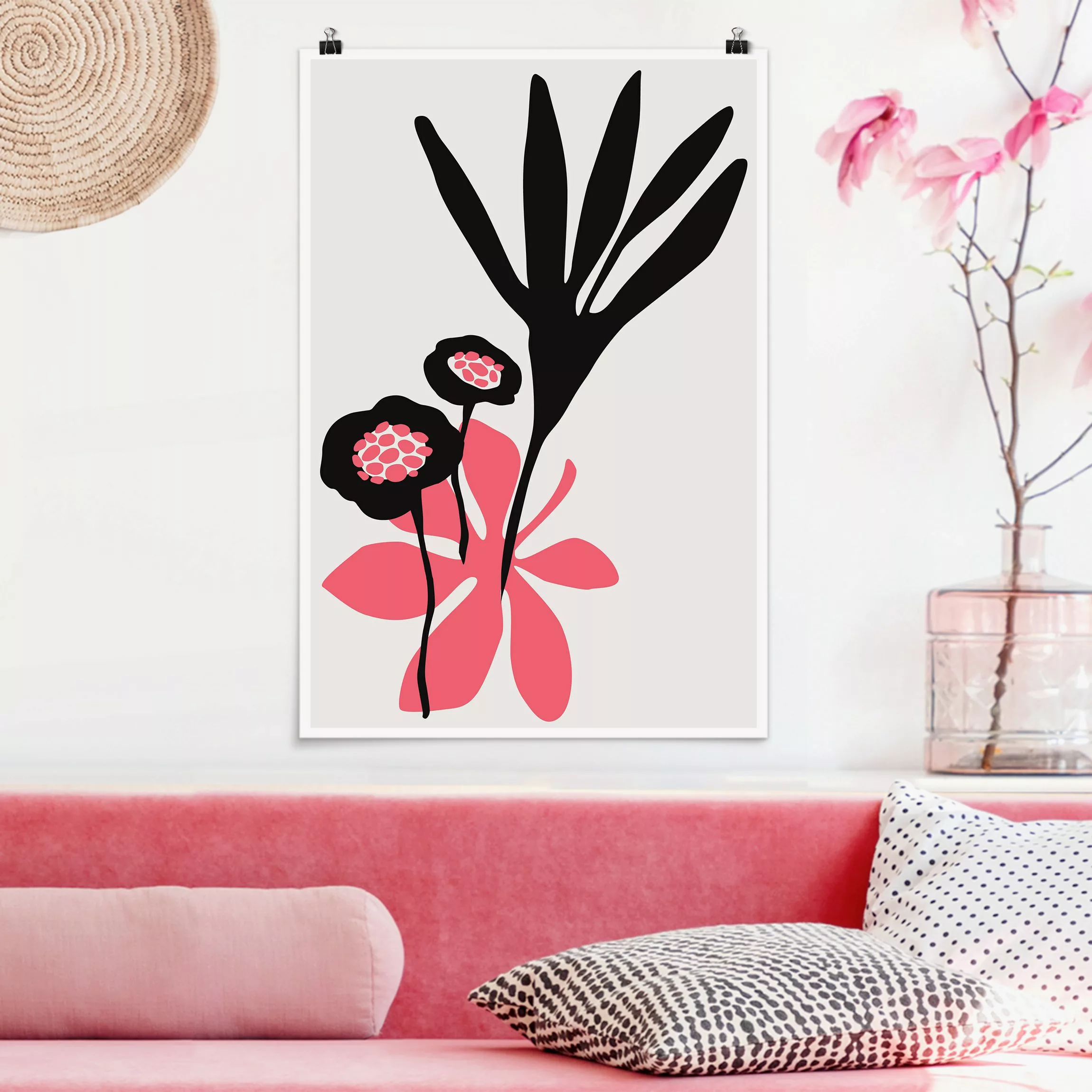 Poster Blumengruß in Rosa günstig online kaufen